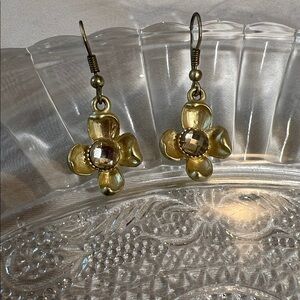 Gold Flower Drop Earrings